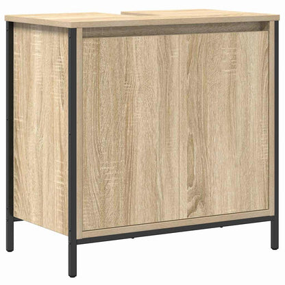 Bathroom Furniture Set 5 pcs Sonoma Oak and Black
