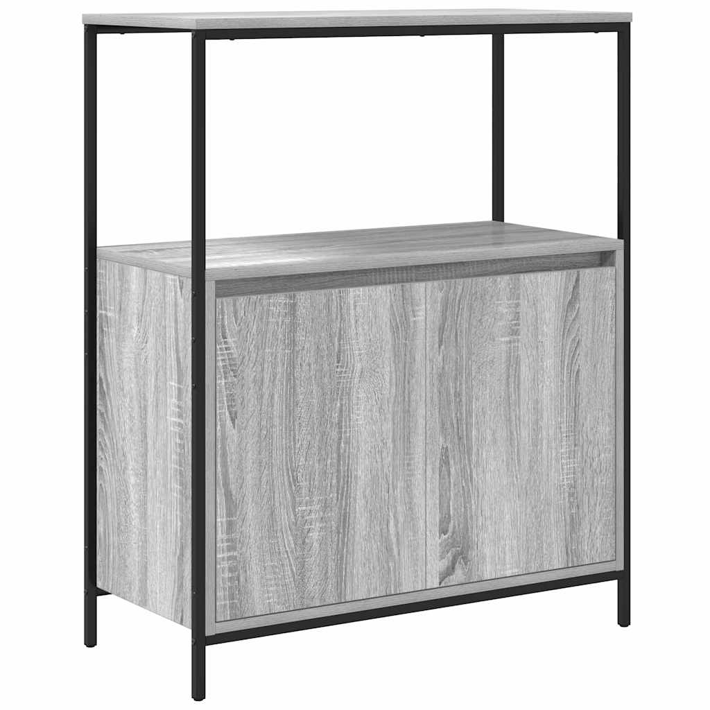 Bathroom Furniture Set with Shelf 5 pcs Grey Sonoma and Black