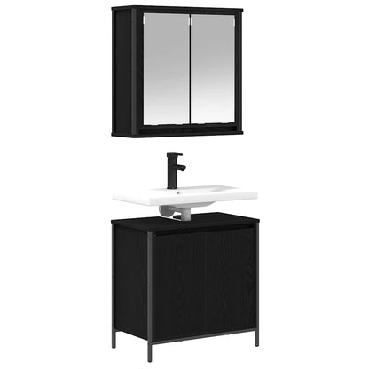 2 Piece Bathroom Furniture Set Black Oak Engineered Wood
