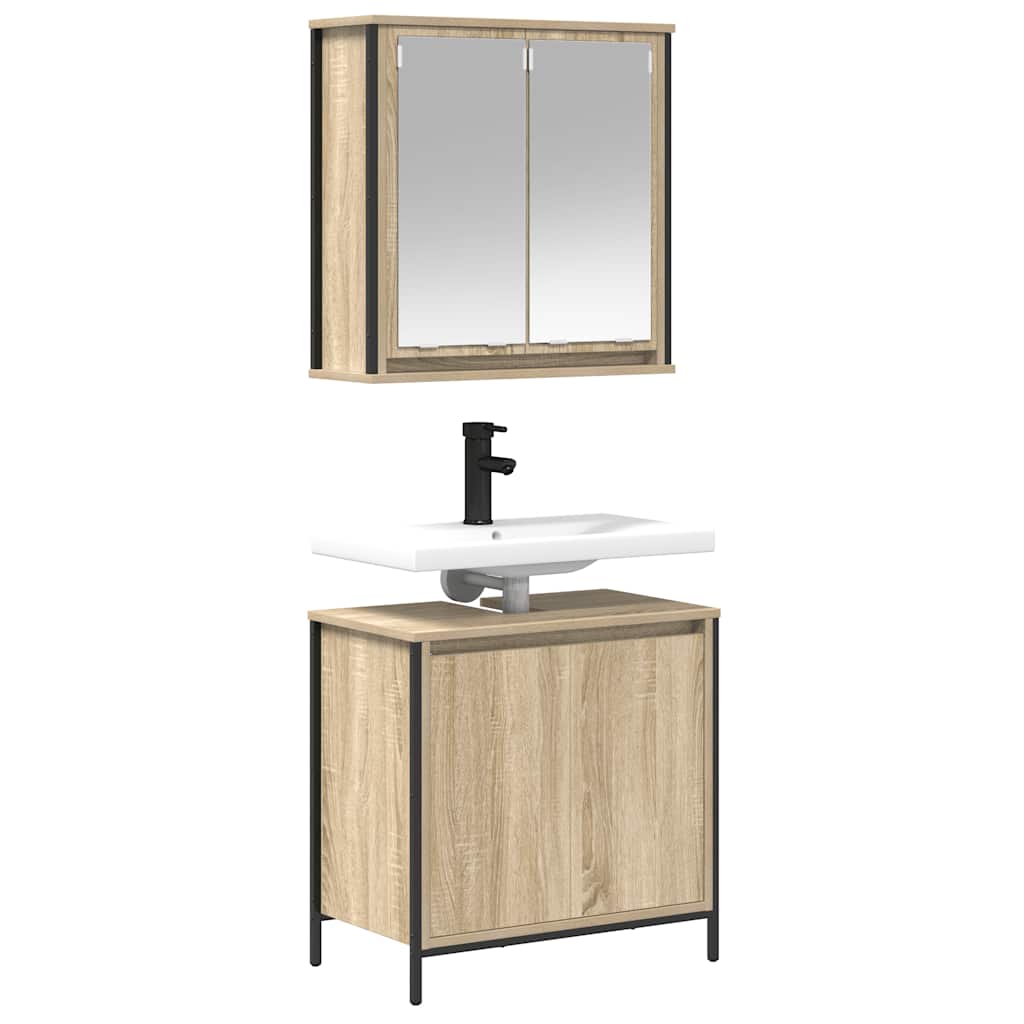2 Piece Bathroom Furniture Set Sonoma Oak Engineered Wood