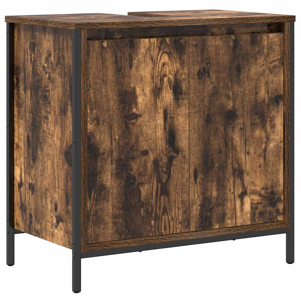 2 Piece Bathroom Furniture Set Smoked Oak Engineered Wood