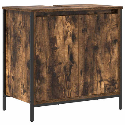 2 Piece Bathroom Furniture Set Smoked Oak Engineered Wood