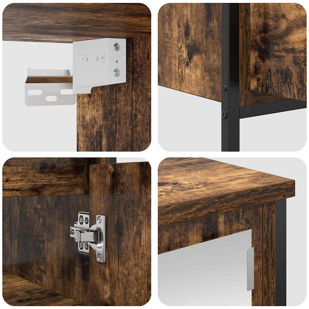 2 Piece Bathroom Furniture Set Smoked Oak Engineered Wood
