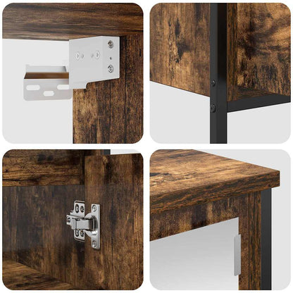 2 Piece Bathroom Furniture Set Smoked Oak Engineered Wood