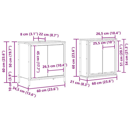 2 Piece Bathroom Furniture Set Smoked Oak Engineered Wood