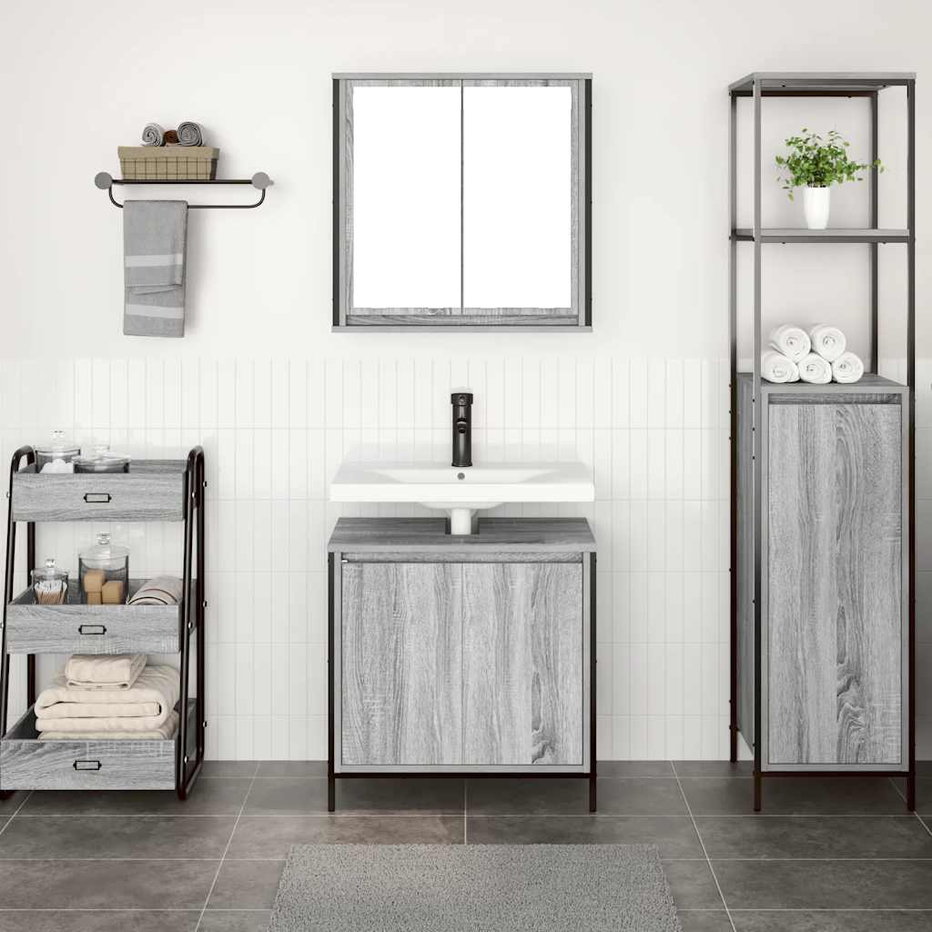 2 Piece Bathroom Furniture Set Grey Sonoma Engineered Wood
