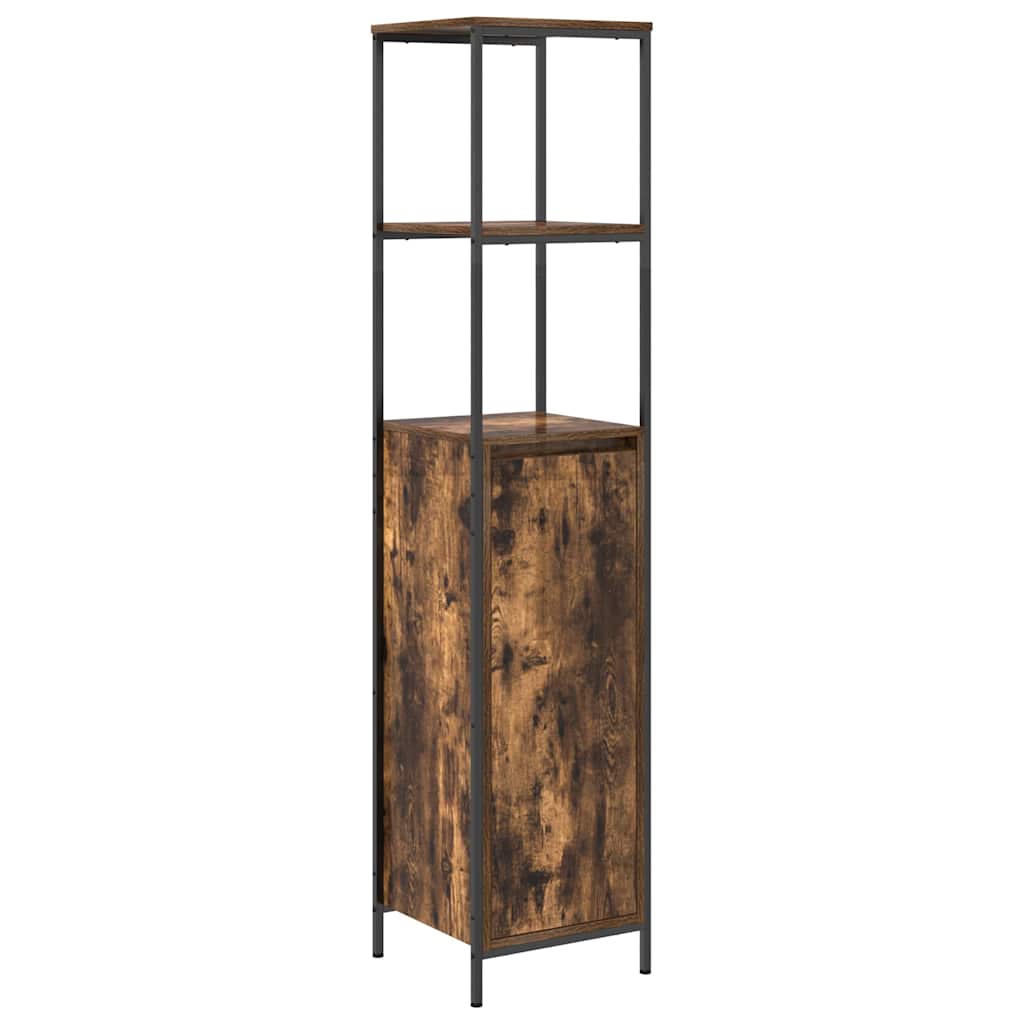 Bathroom Furniture Set with Shelf 3 pcs Smoked Oak and Black
