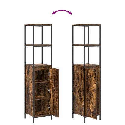 Bathroom Furniture Set with Shelf 3 pcs Smoked Oak and Black