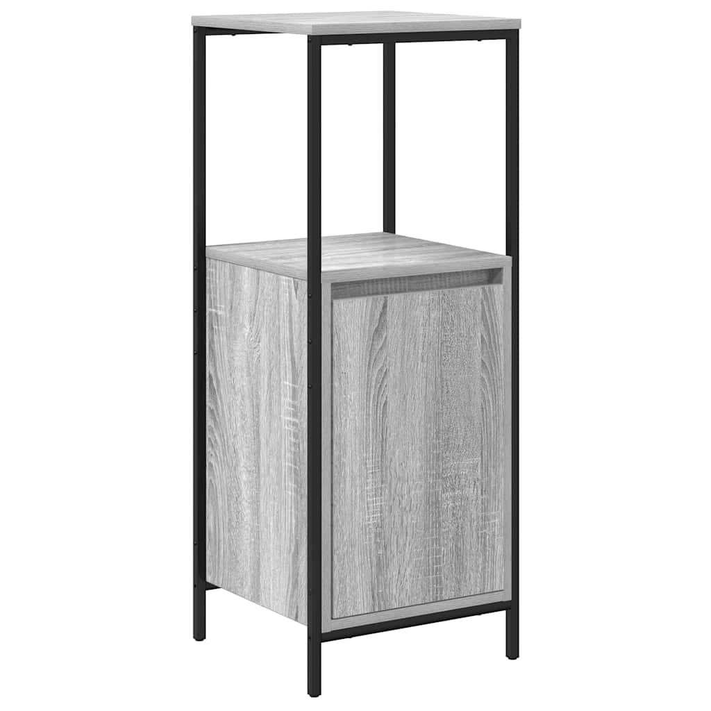 Bathroom Furniture Set with Shelf 3 pcs Grey Sonoma and Black
