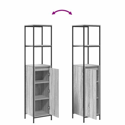 Bathroom Furniture Set with Shelf 3 pcs Grey Sonoma and Black