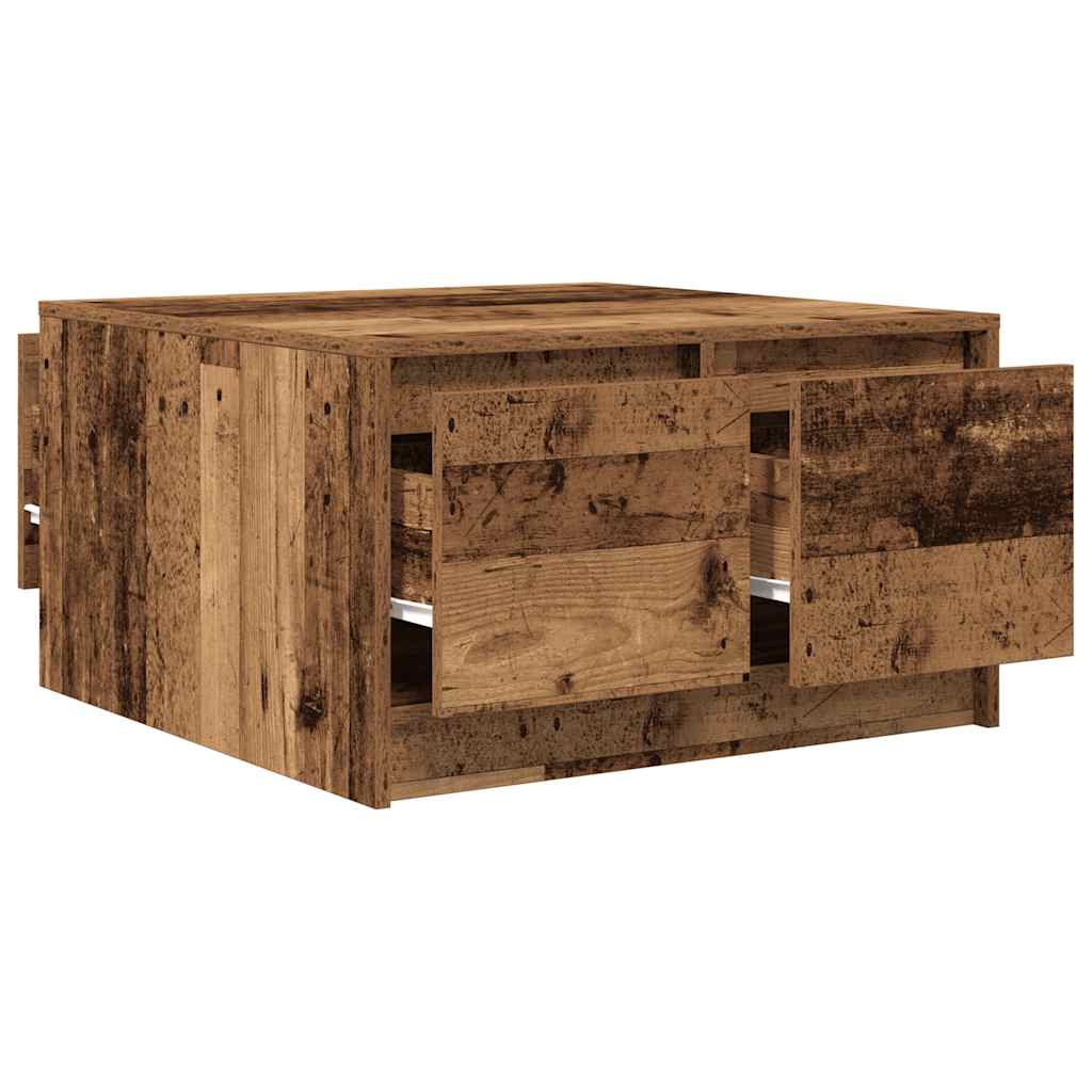 Coffee Table with Drawers Old Wood 70.5x70x40 cm