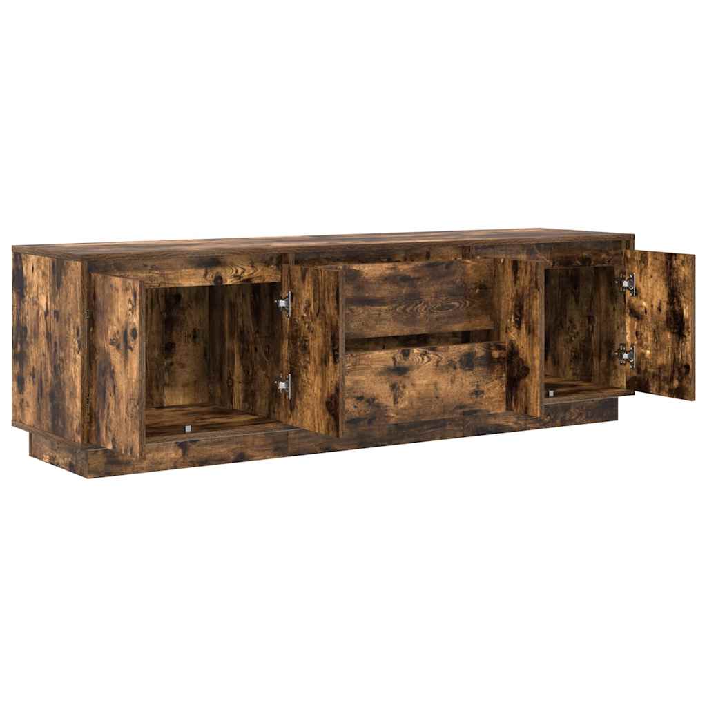 TV Cabinet with LED Lights Smoked Oak 160.5x41x50 cm