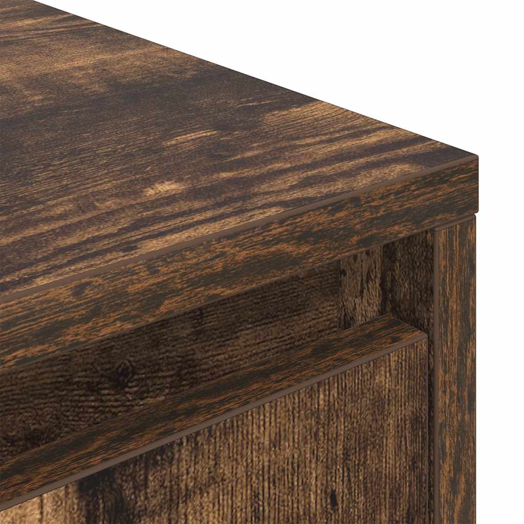 TV Cabinet with LED Lights Smoked Oak 160.5x41x50 cm