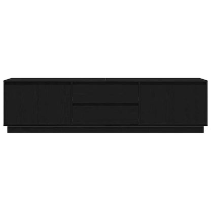 TV Cabinet with LED Lights Black Oak 193.5x41x50 cm