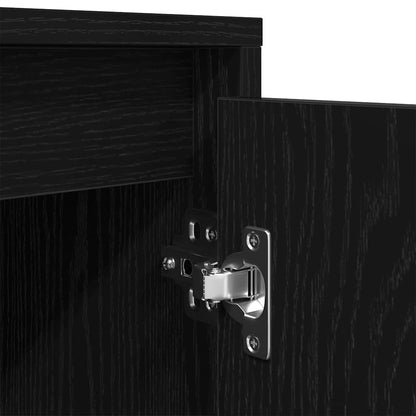 TV Cabinet with LED Lights Black Oak 193.5x41x50 cm