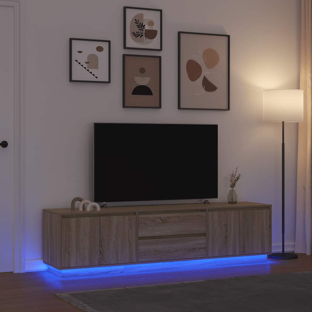 TV Cabinet with LED Lights Sonoma Oak 193,5x41x50 cm