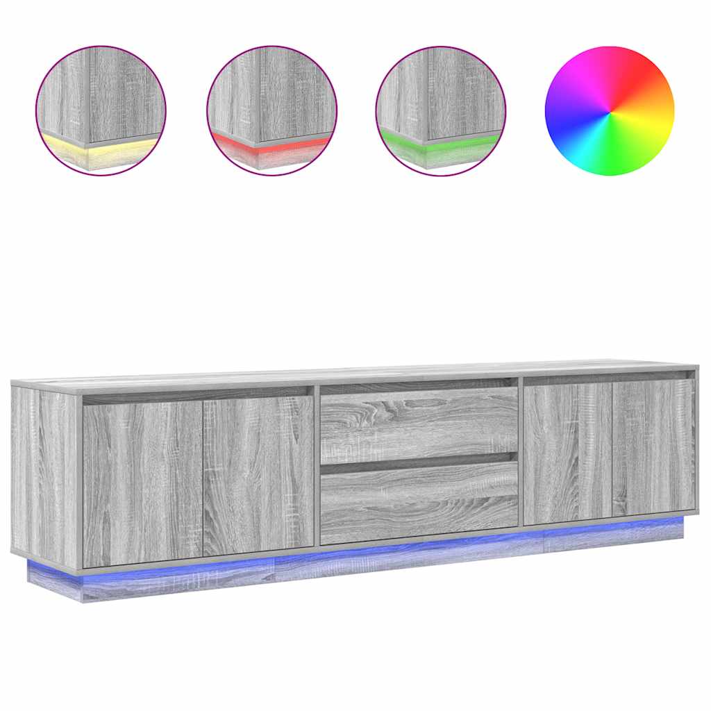 TV Cabinet with LED Lights Grey Sonoma 193.5x41x50 cm