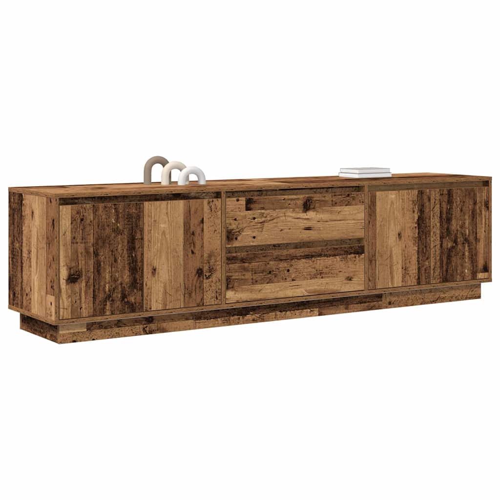 TV Cabinet with LED Lights Old Wood 193.5x41x50 cm