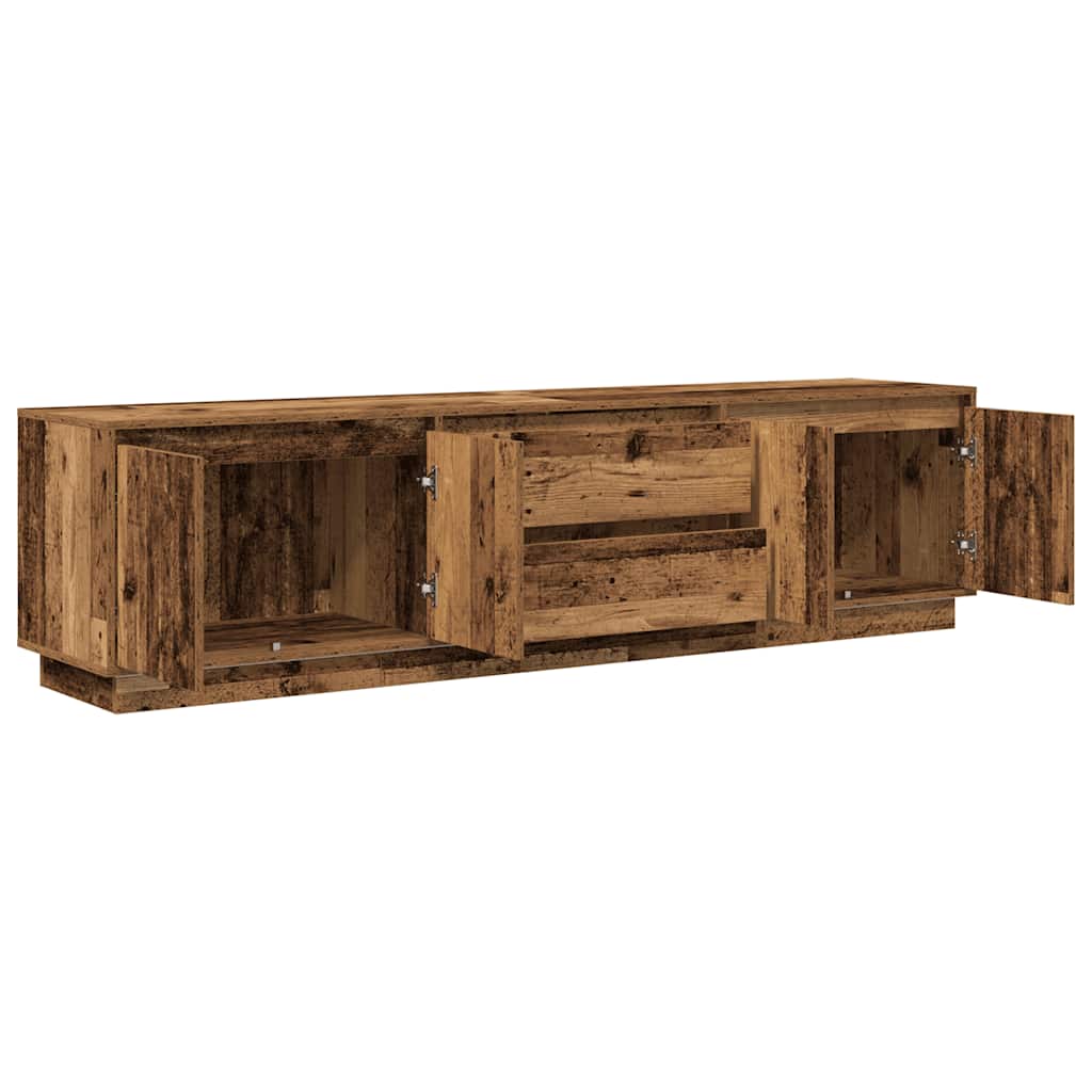TV Cabinet with LED Lights Old Wood 193.5x41x50 cm