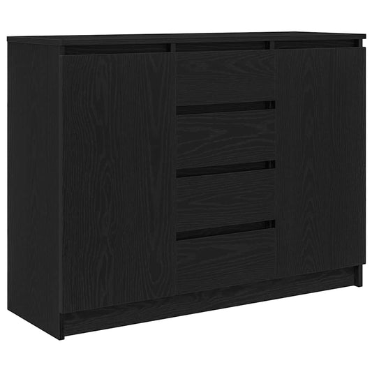 Sideboard with Drawers Black Oak 100.5x35x76 cm Engineered Wood