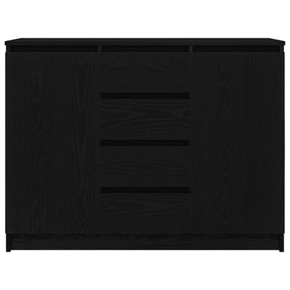 Sideboard with Drawers Black Oak 100.5x35x76 cm Engineered Wood