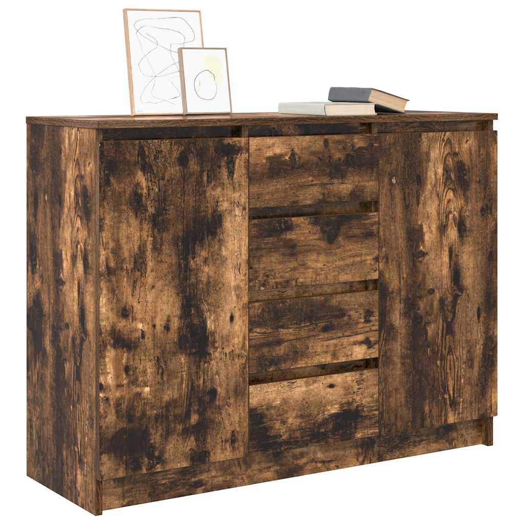 Sideboard with Drawers Smoked Oak 100.5x35x76 cm Engineered Wood