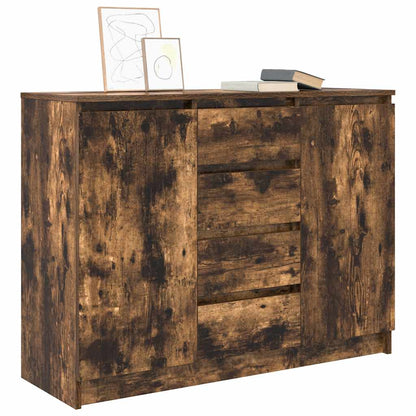 Sideboard with Drawers Smoked Oak 100.5x35x76 cm Engineered Wood