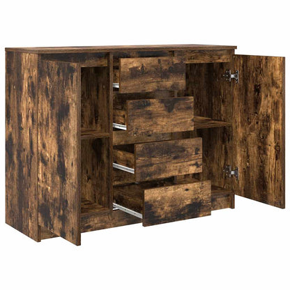 Sideboard with Drawers Smoked Oak 100.5x35x76 cm Engineered Wood