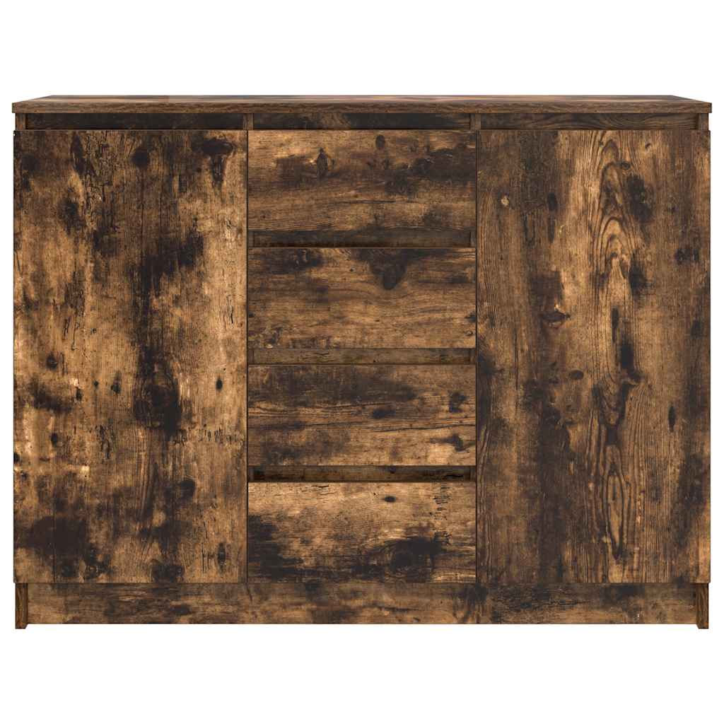 Sideboard with Drawers Smoked Oak 100.5x35x76 cm Engineered Wood