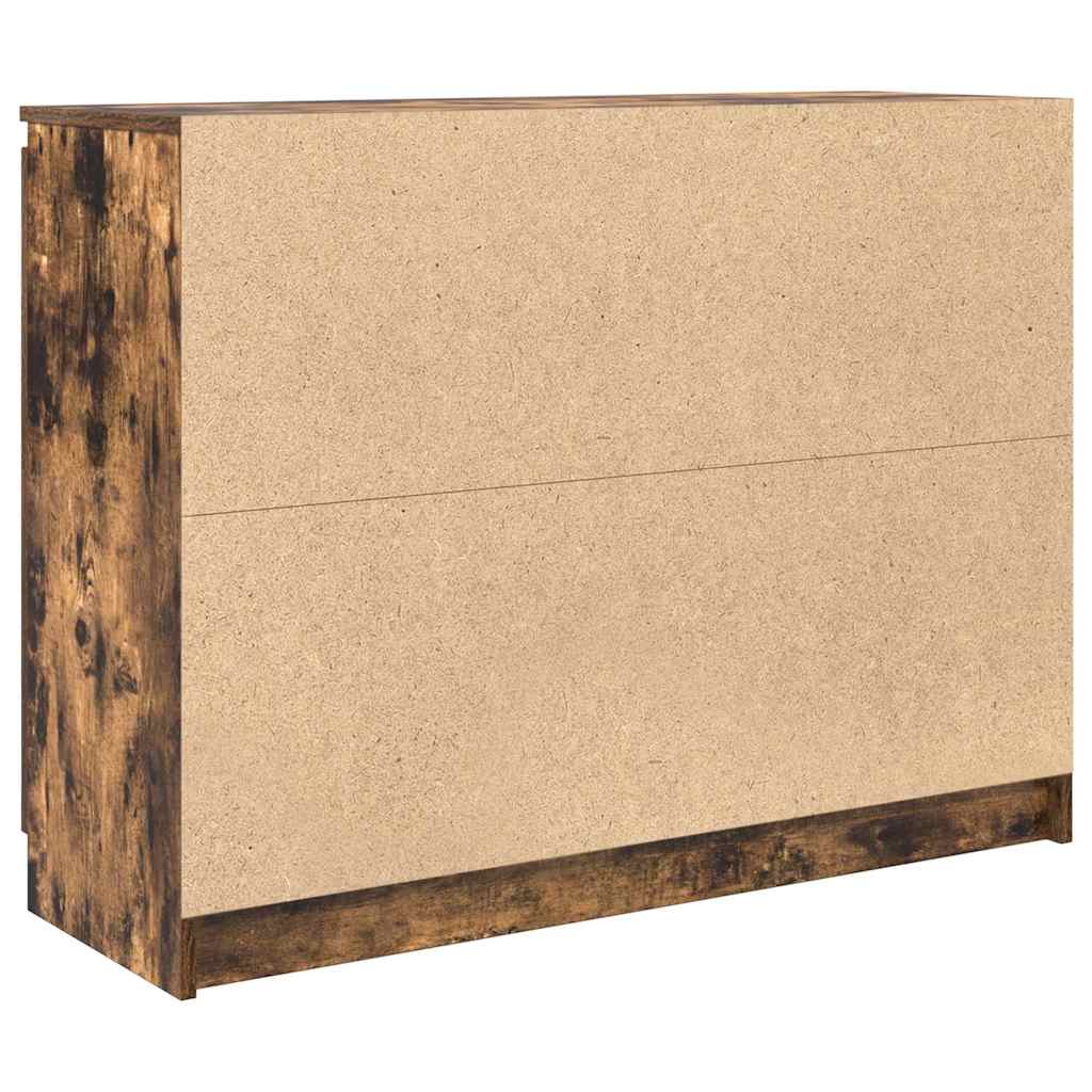 Sideboard with Drawers Smoked Oak 100.5x35x76 cm Engineered Wood