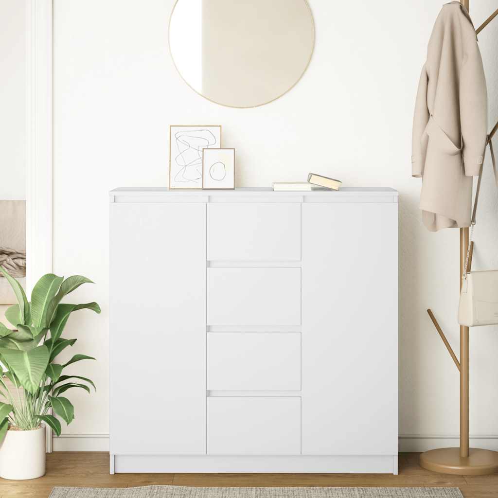Sideboard with Drawers White 100.5x35x98.5 cm Engineered Wood