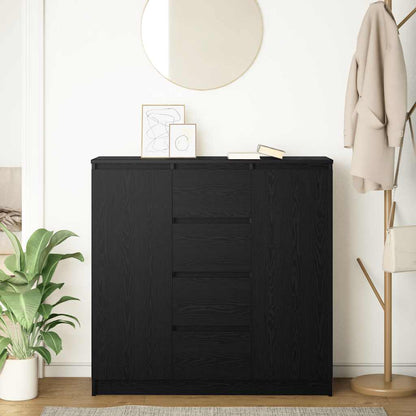 Sideboard with Drawers Black Oak 100.5x35x98.5 cm Engineered Wood