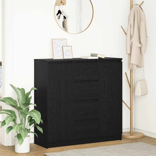 Sideboard with Drawers Black Oak 100.5x35x98.5 cm Engineered Wood