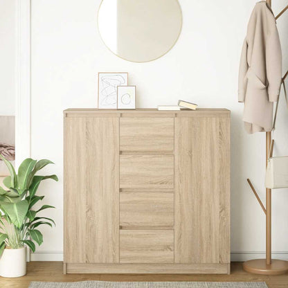 Sideboard with Drawers Sonoma Oak 100.5x35x98.5 cm Engineered Wood