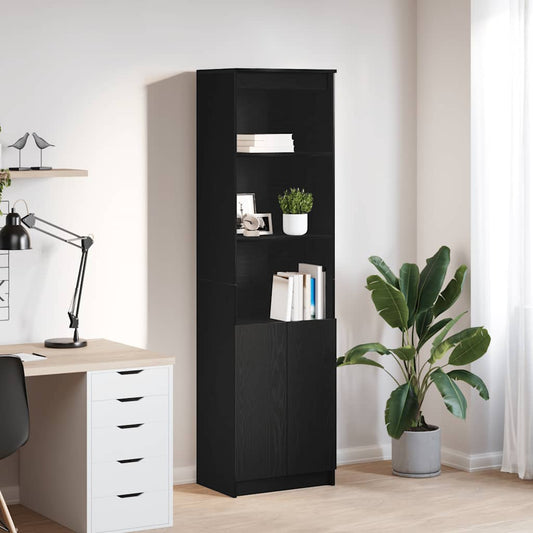 Highboard Black Oak 50x35x180 cm Engineered Wood