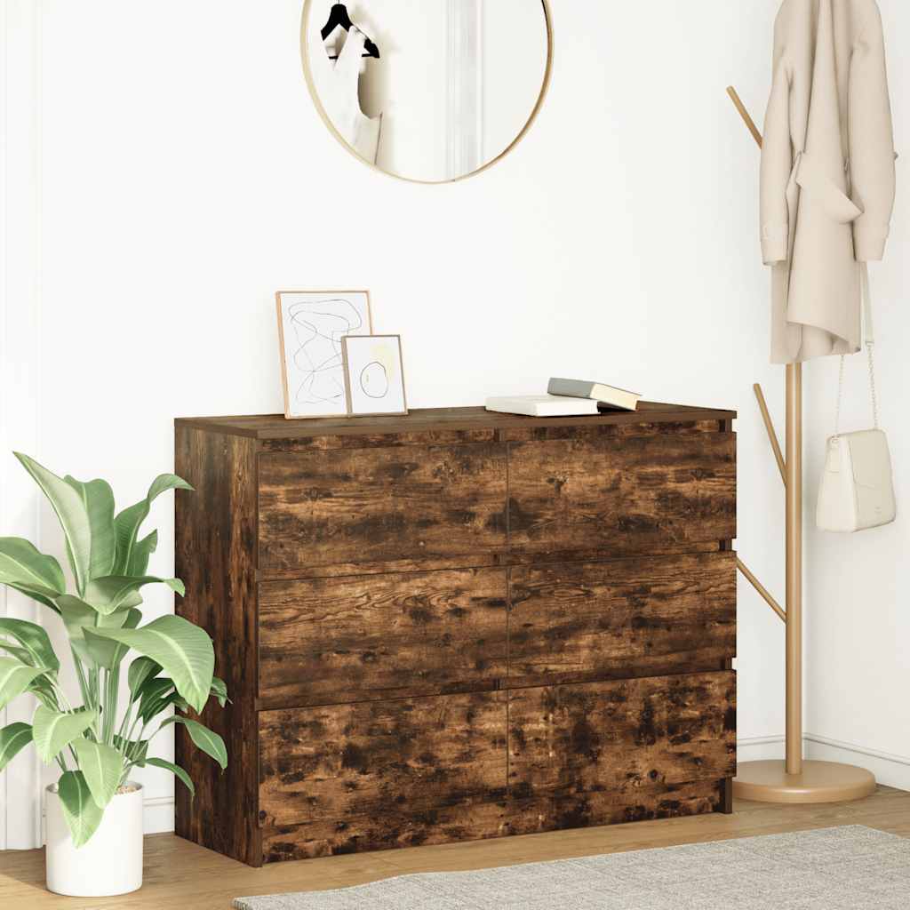 Sideboard Smoked Oak 100x35x76 cm Engineered Wood