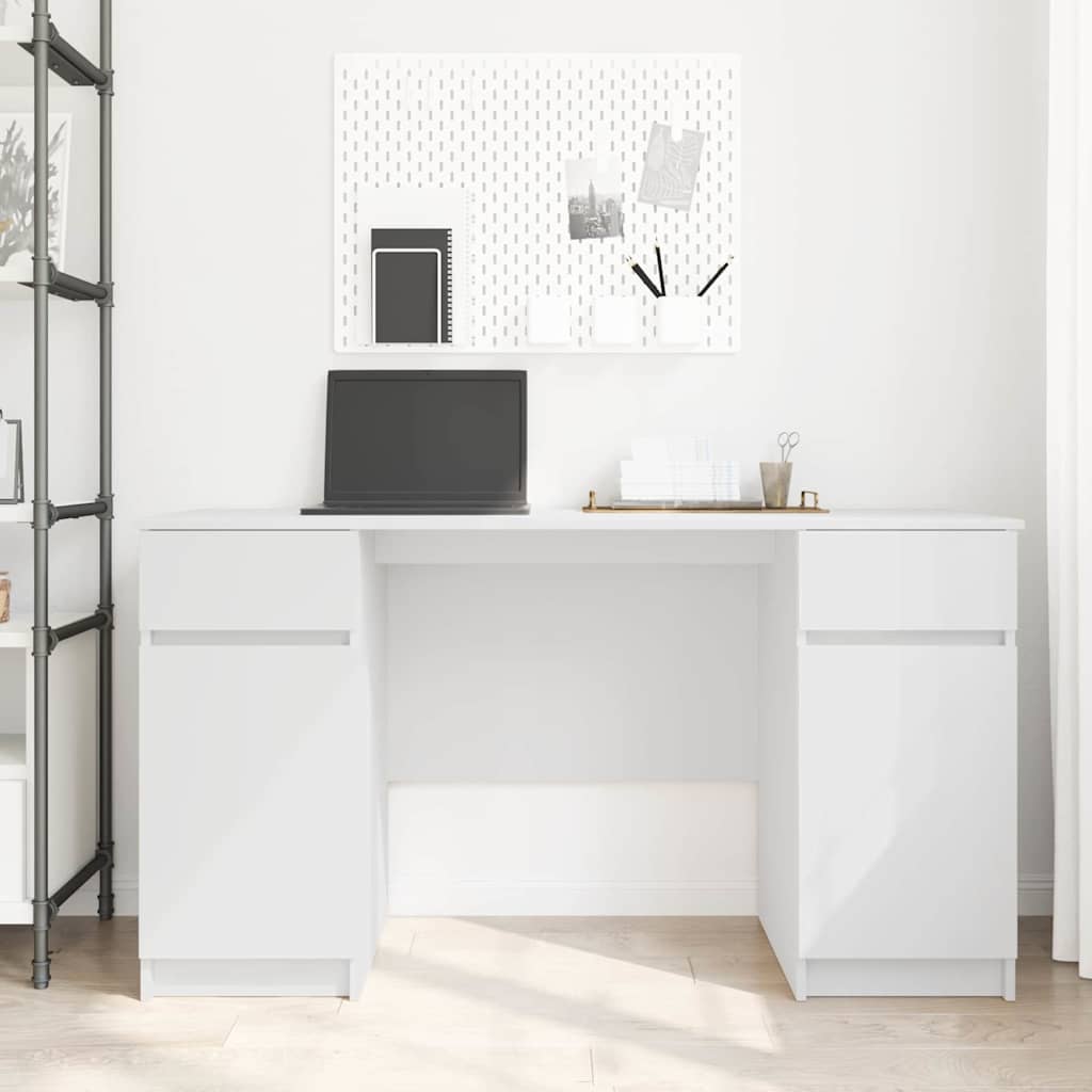 Desk with Drawer White 140 x 49 x 76 cm Engineered wood