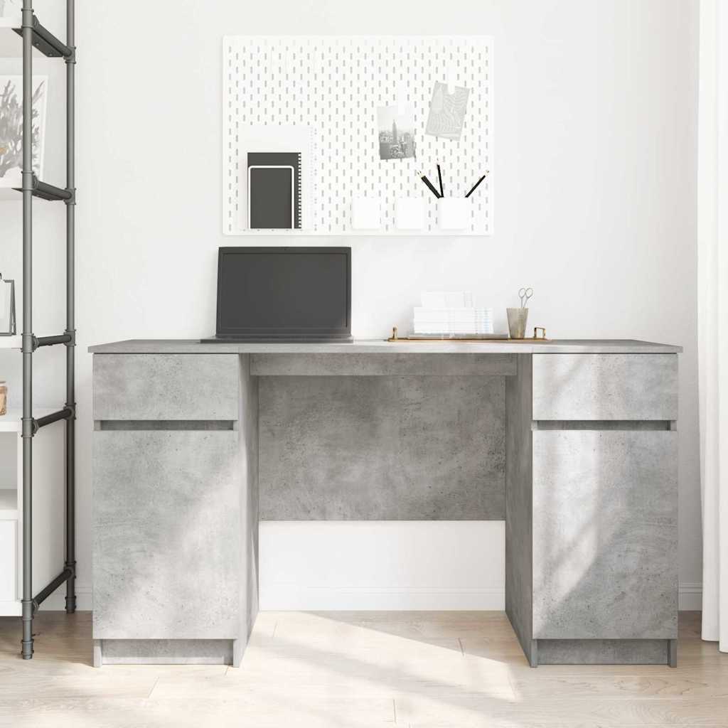 Desk with Drawer Concrete grey 140 x 49 x 76 cm Engineered wood