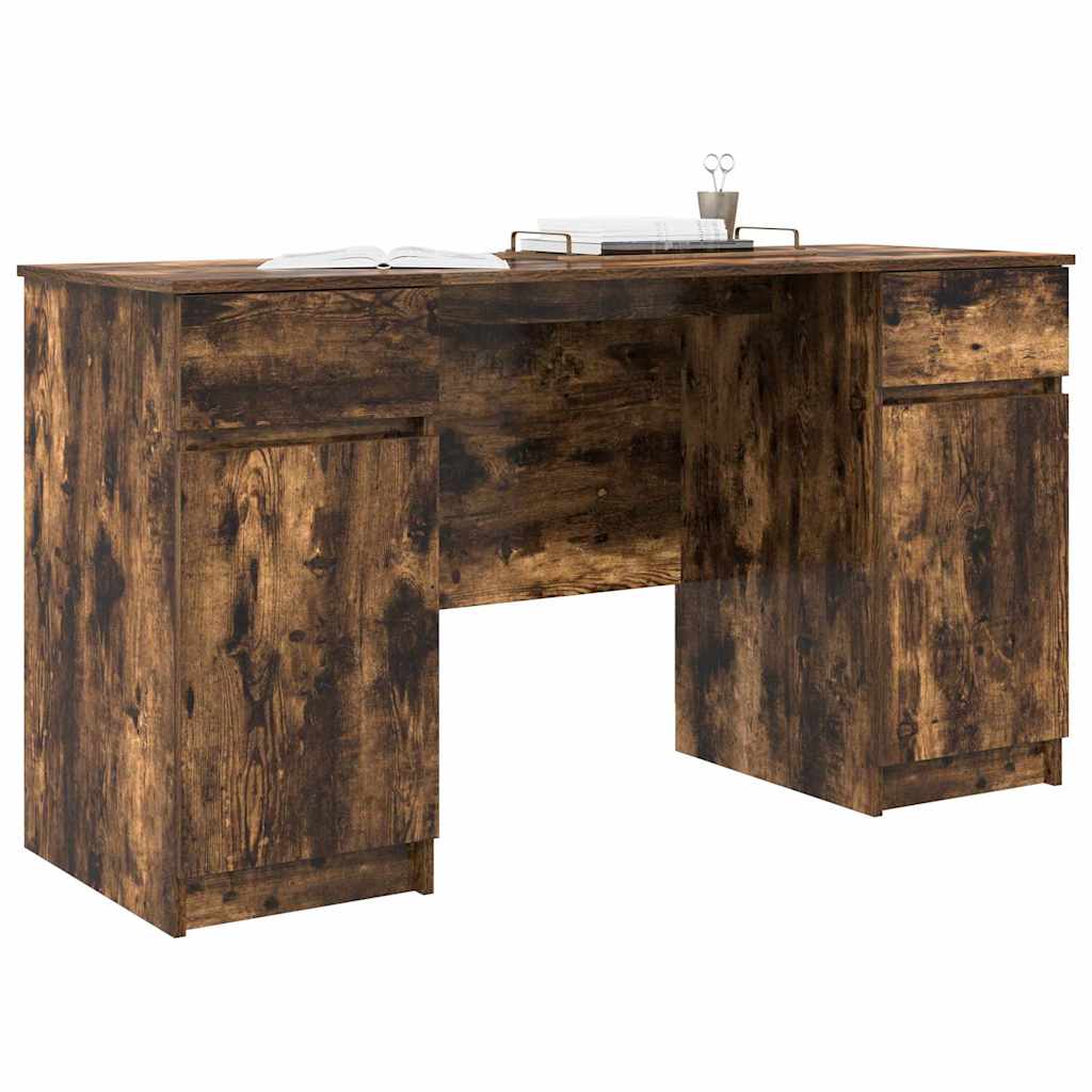Desk with Drawer Smoked oak 140 x 49 x 76 cm Engineered wood
