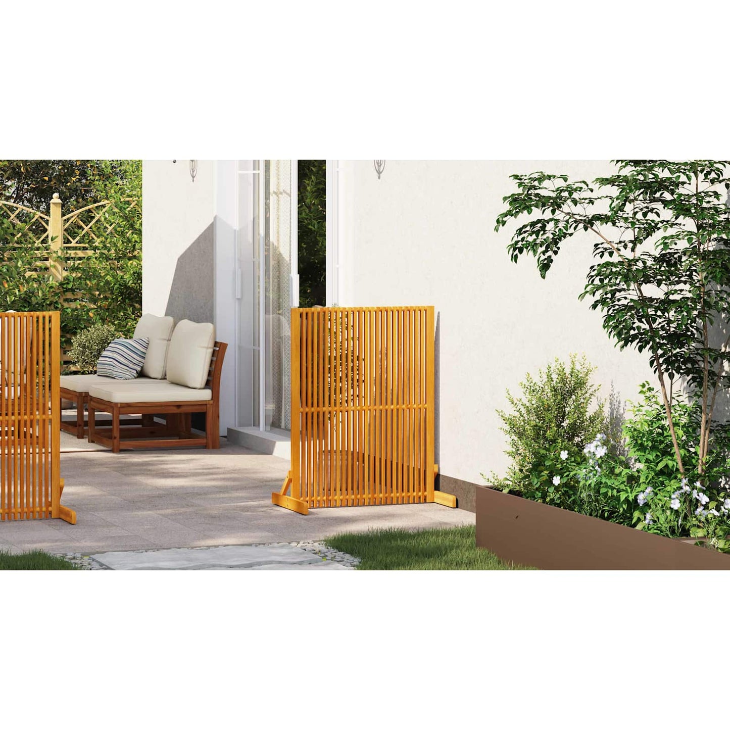Privacy Screen Brown 79.5 x 50 x 110 cm Solid Acacia Wood