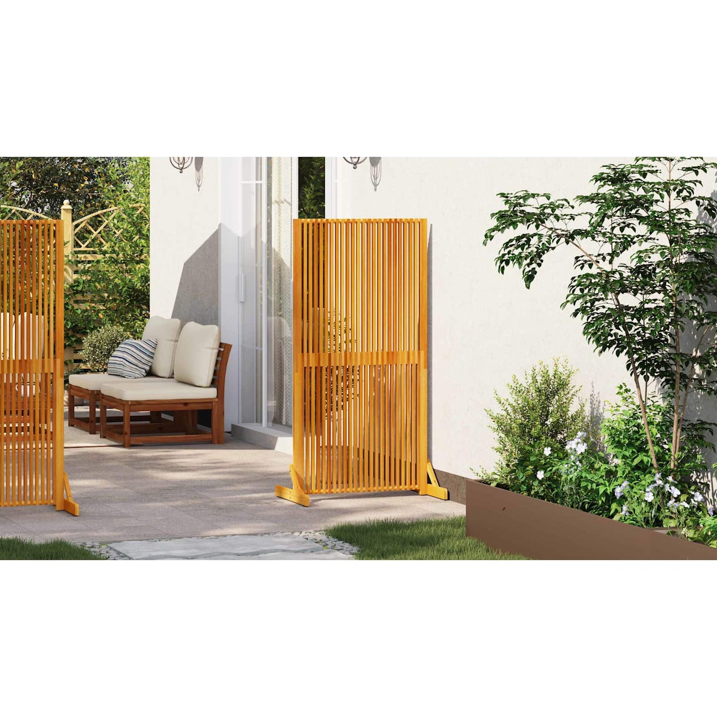 Privacy Screen Brown 79.5 x 50 x 150 cm Solid Acacia Wood