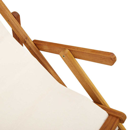 Folding Chair with Armrests Cream Acacia Wood & Textilene
