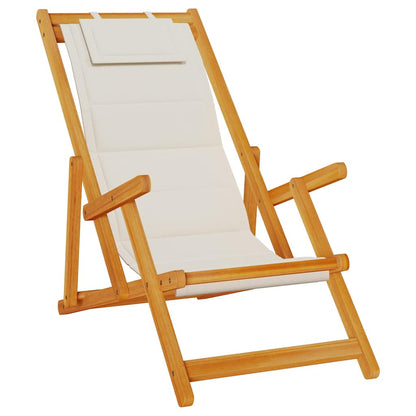 Folding Chair with Armrests Light Grey Acacia Wood & Textilene
