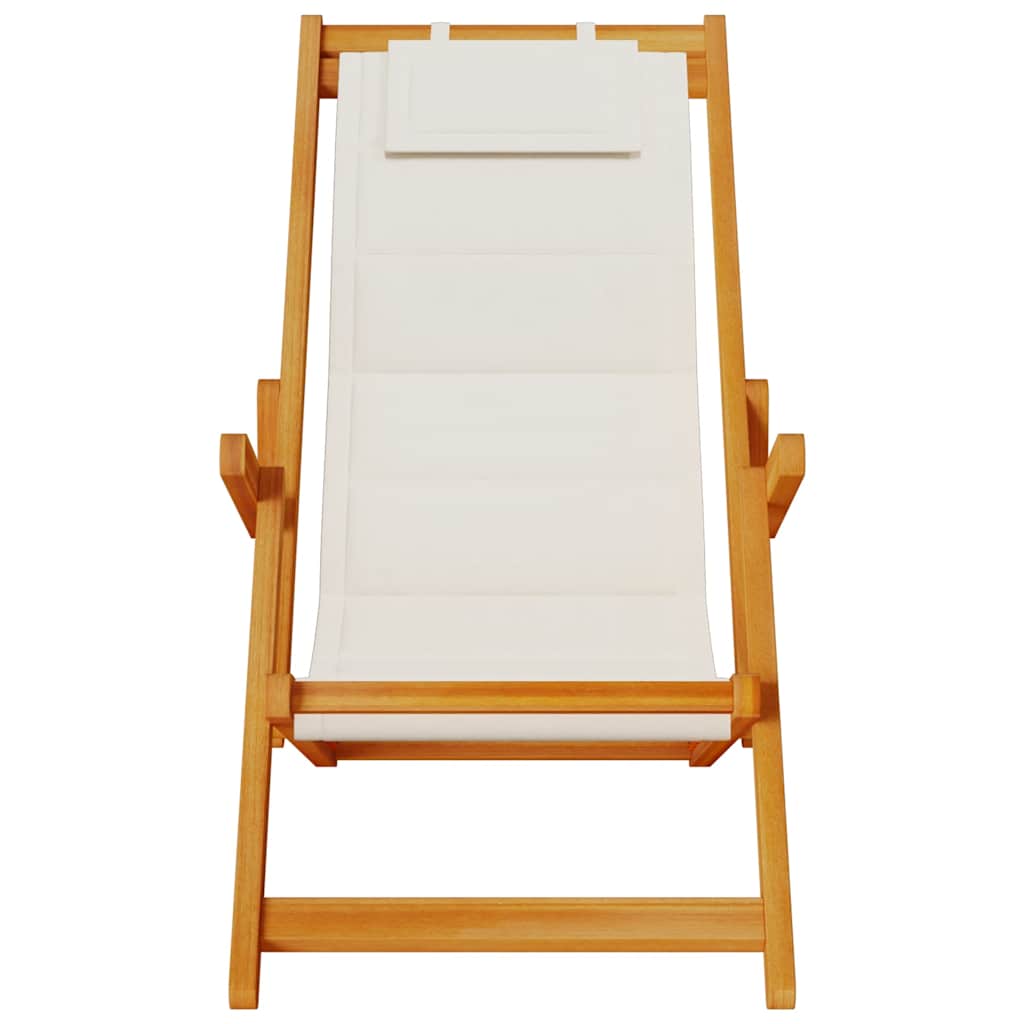 Folding Chair with Armrests Light Grey Acacia Wood & Textilene