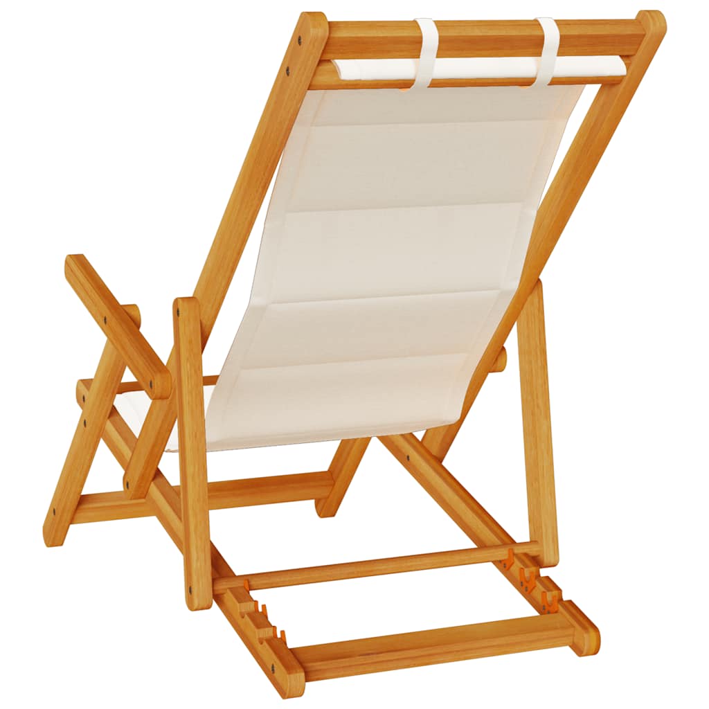 Folding Chair with Armrests Light Grey Acacia Wood & Textilene