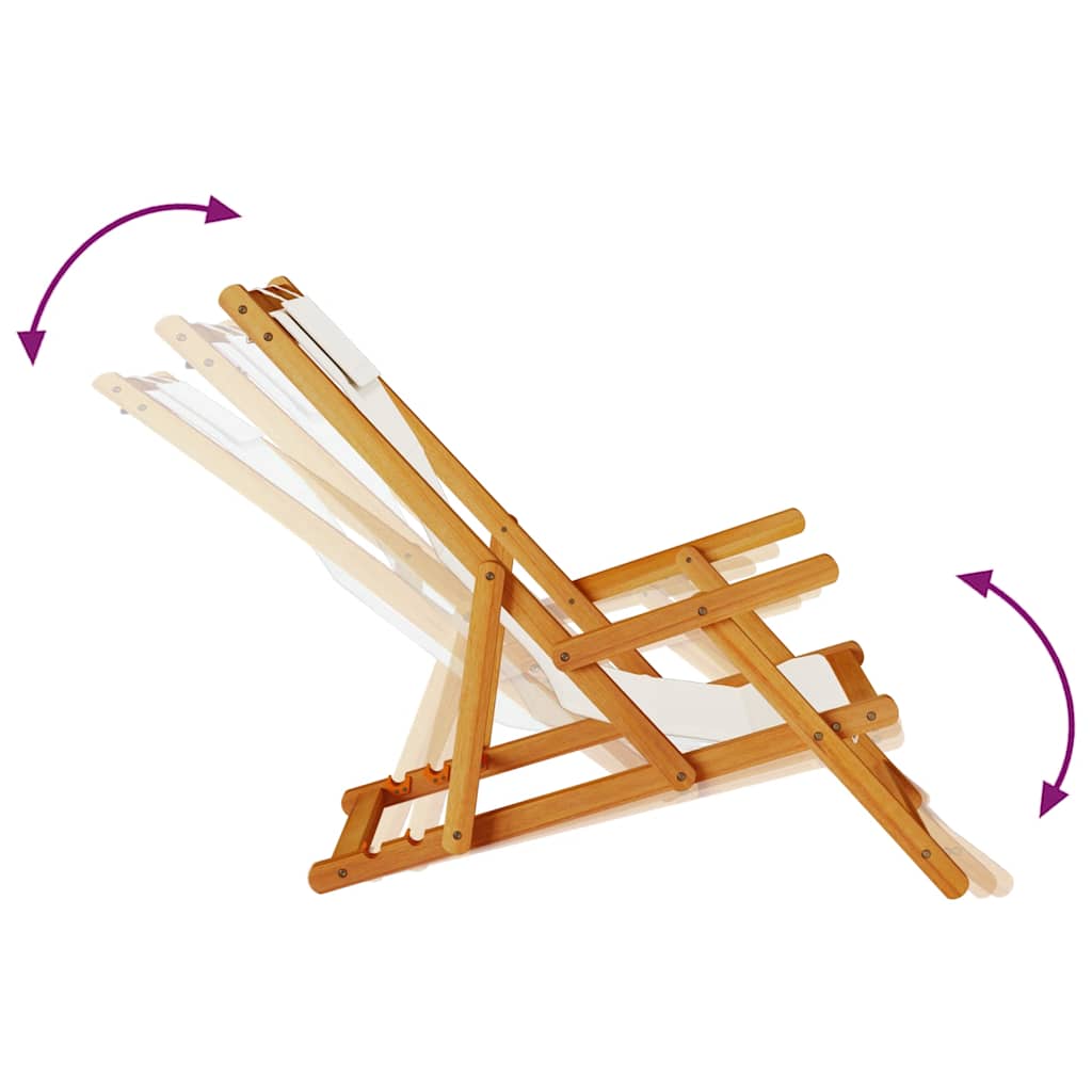 Folding Chair with Armrests Light Grey Acacia Wood & Textilene