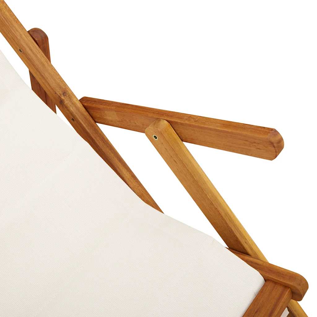 Folding Chair with Armrests Light Grey Acacia Wood & Textilene