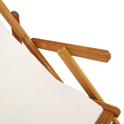 Folding Chair with Armrests Light Grey Acacia Wood & Textilene