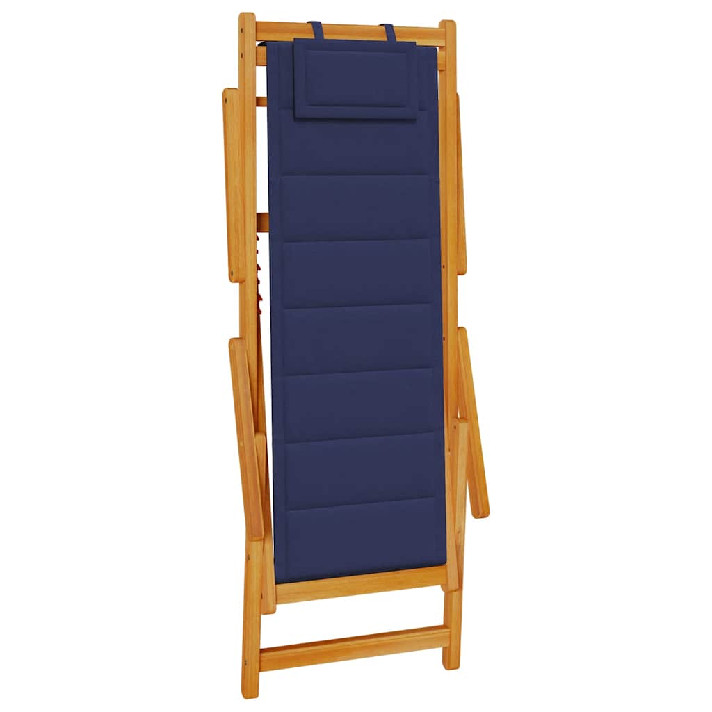 Folding Chair with Armrests Blue Acacia Wood & Textilene