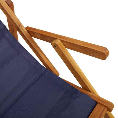 Folding Chair with Armrests Blue Acacia Wood & Textilene